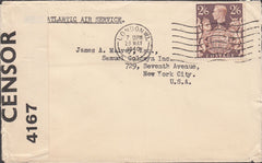 100630 - 1940 MAIL LONDON TO NEW YORK/2/6 BROWN (SG476).
