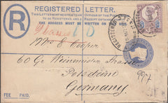 100648 - 1898 REGISTERED MAIL LONDON TO GERMANY.