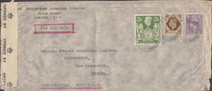 100729 1943 AIR MAIL MAIL STREATHAM, LONDON TO NEW BRUNSWICK, CANADA WITH KGVI 2/6D YELLOW-GREEN (SG476b).