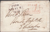 100989 - 1842 "PAID AT ABERDEEN" BOXED HAND STAMP IN RUBY.