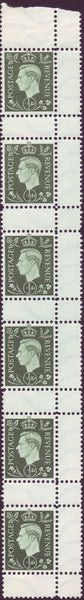 101126 1944 ½D GERMAN PROPAGANDA FORGERY UNUSED MARGINAL STRIP OF SIX.