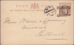 101363 - 1879 EDINBURGH DOTTED CIRCLE/½D BROWN POST CARD.