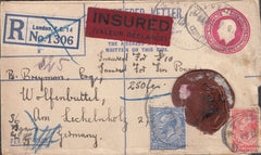 101382 - 1927 INSURED MAIL LONDON TO GERMANY.