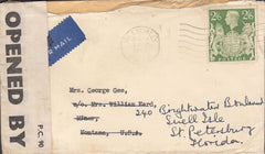 101395 - 1942 MAIL BLETCHLEY (BUCKS) TO USA WITH  2/6 YELLOW-GREEN (SG476b).