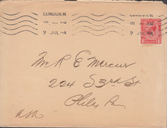 101398 - 1915 MAIL LONDON TO USA/HOTEL ILLUSTRATION.