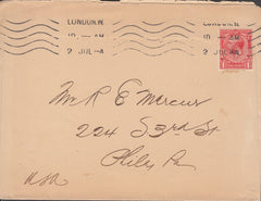 101398 - 1915 MAIL LONDON TO USA/HOTEL ILLUSTRATION.