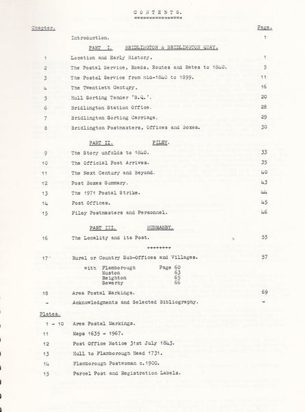 101457 - THE POSTAL HISTORY OF BRIDLINGTON, FILEY AND HUNMANBY BY WARD AND SEDGEWICK.