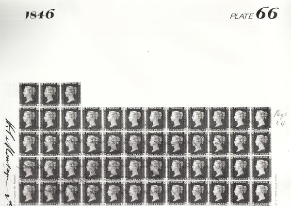 101485 - 1846 DIE 1 PLATE 66 ORIGINAL PHOTOGRAPH OF THE IMPRIMATUR SHEET.