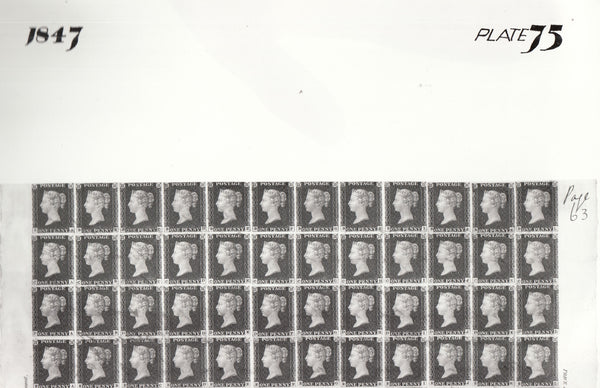 101494 - 1847 DIE 1 PLATE 75 ORIGINAL PHOTOGRAPH OF THE IMPRIMATUR SHEET.