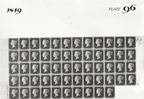 101503 - 1849 DIE 1 PLATE 96 ORIGINAL PHOTOGRAPH OF THE IMPRIMATUR SHEET.