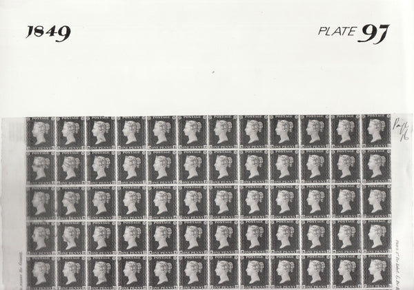 101504 - 1849 DIE 1 PLATE 97 ORIGINAL PHOTOGRAPH OF THE IMPRIMATUR SHEET.