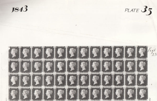 101532 - 1843 DIE 1 PLATE 35 ORIGINAL PHOTOGRAPH OF THE IMPRIMATUR SHEET.