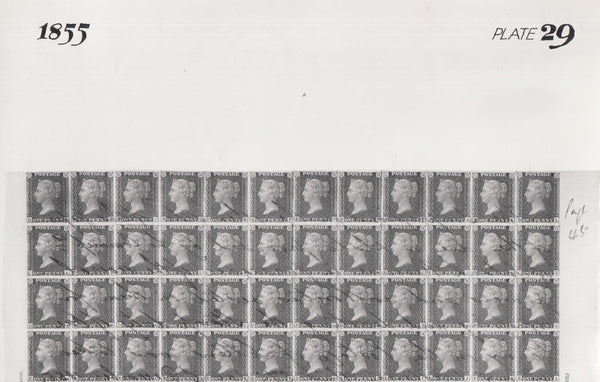 101546 - 1855 DIE 2 1D PLATE 29 ORIGINAL PHOTOGRAPH OF THE IMPRIMATUR SHEET.