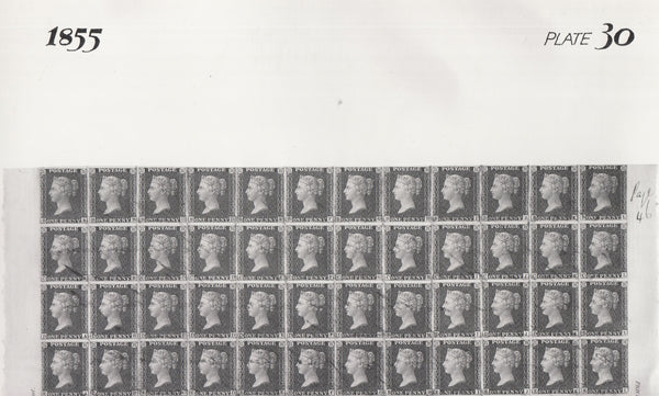 101547 - 1855 DIE 2 1D PLATE 30 ORIGINAL PHOTOGRAPH OF THE IMPRIMATUR SHEET.