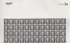 101549 - 1856 DIE 2 1D PLATE 32 ORIGINAL PHOTOGRAPH OF THE IMPRIMATUR SHEET.