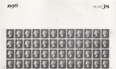 101552 - 1856 DIE 2 1D PLATE 38 ORIGINAL PHOTOGRAPH OF THE IMPRIMATUR SHEET.