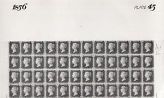 101554 - 1856 DIE 2 1D PLATE 45 ORIGINAL PHOTOGRAPH OF THE IMPRIMATUR SHEET.