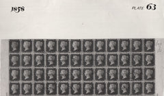 101556 - 1858 DIE 2 1D PLATE 63 ORIGINAL PHOTOGRAPH OF THE IMPRIMATUR SHEET.