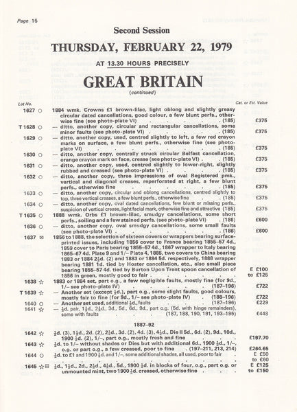 101564 - HARMERS GREAT BRITAIN SPECIALISED AUCTION FEBRUARY 1979.