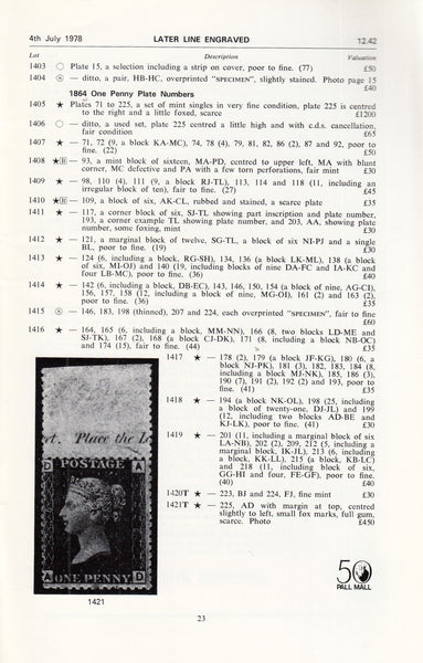 101570 - ROBSON LOWE GREAT BRITAIN SPECIALISED AUCTION "COMMANDER ENOCH" JULY 1978.