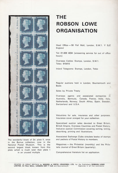 101571 - ROBSON LOWE GREAT BRITAIN SPECIALISED AUCTION SEPTEMBER 1971.