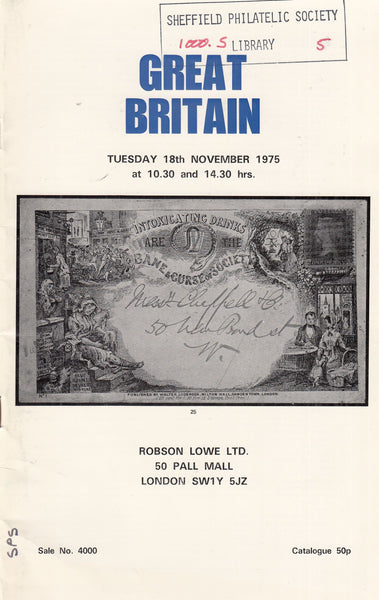 101575 - ROBSON LOWE GREAT BRITAIN SPECIALISED CATALOGUE NOVEMBER 1975.
