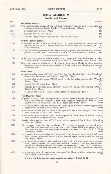 101579 - ROBSON LOWE GREAT BRITAIN SPECIALISED AUCTION CATALOGUE SEPTEMBER 1974.