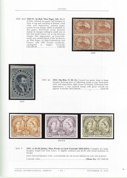 101593 - SIEGEL AUCTION NOVEMBER 2016 - THE IRWIN WEINBERG TREASURES OF PHILATELY AUCTION CATALOGUE.