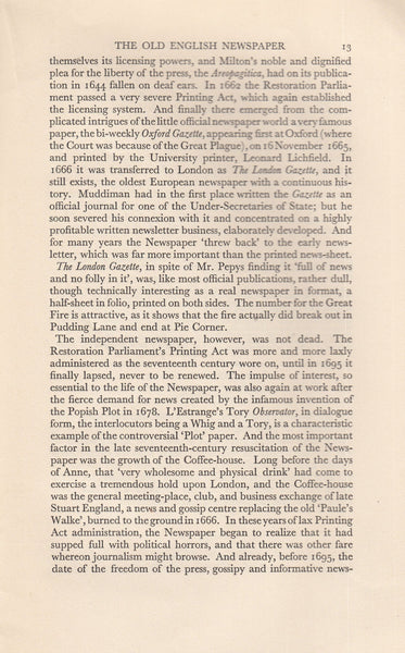 101632 - 'THE OLD ENGLISH NEWSPAPER' BY MRS HERBERT RICHARDSON.