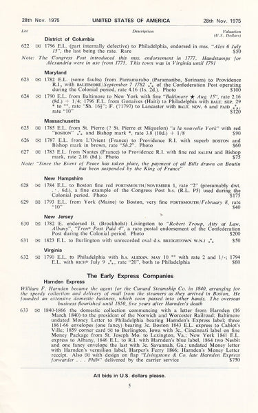 101664 - ROBSON LOWE SALES NOVEMBER 1975 HELD IN BERMUDA OFFERING USA ETC.