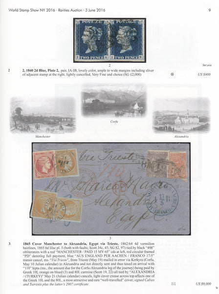 101708 - WORLD'S STAMP SHOW NY 2016 RARITIES AUCTION.