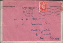 101764 - 1953 RE-USED ENVELOPE.