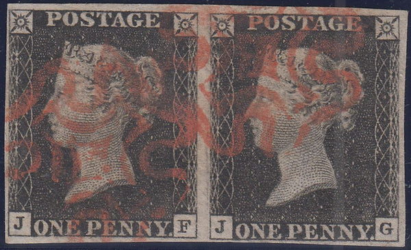 101770 - PL.6 1D BLACK PAIR LETTERED JF JG (SG2).