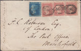 101803 - 1863 ENVELOPE COMBINATION 1D STAR (SG40) AND 2D BLUE (SG45).