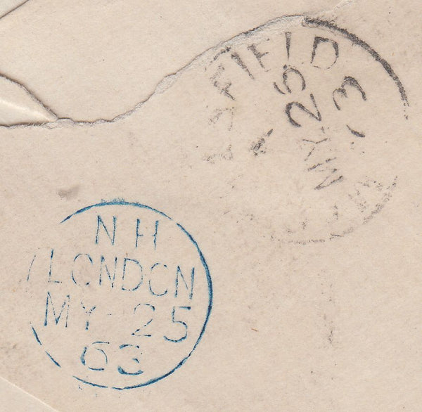 101803 - 1863 ENVELOPE COMBINATION 1D STAR (SG40) AND 2D BLUE (SG45).