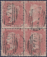 101818 - 1857 DIE 2 PL.46 (LJ LK MJ MK) BLOCK OF FOUR PALE RED ON WHITE PAPER.