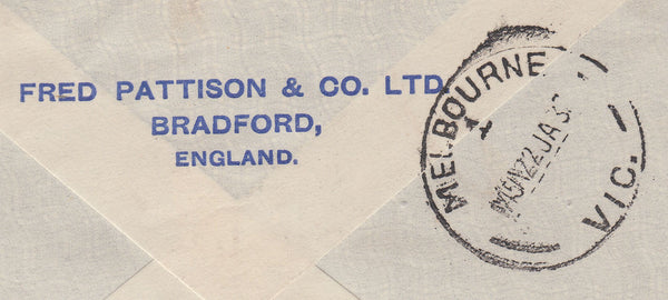101924 - 1937 MAIL BRADFORD (YORKS) TO AUSTRALIA.