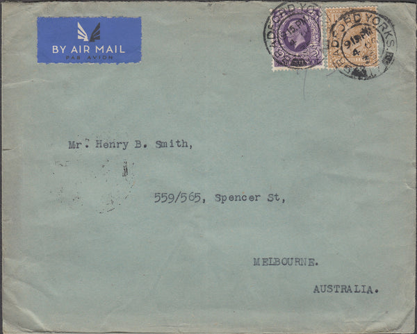 101927 - 1935 MAIL BRADFORD (YORKS) TO AUSTRALIA.