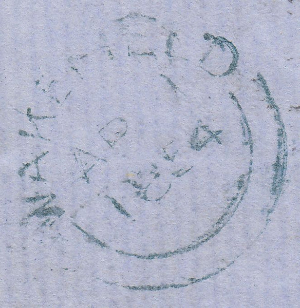 102321 - LEEDS SPOON (RA47) CANCELLING 1D IMPERF (SG8) ON COVER.