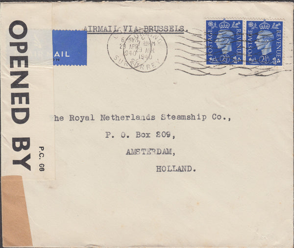 102333 - 1940 AIR MAIL DORKING TO HOLLAND.
