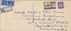 102399 1962 REGISTERED AIR MAIL LONDON TO USA WITH 2/6 CASTLE.