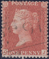 102473 - 1856/7 1D DIE 2 PL.47 USED MATCHED PAIR LETTERED QJ ON BLUED PAPER (SG29) AND WHITE PAPER (SG40).