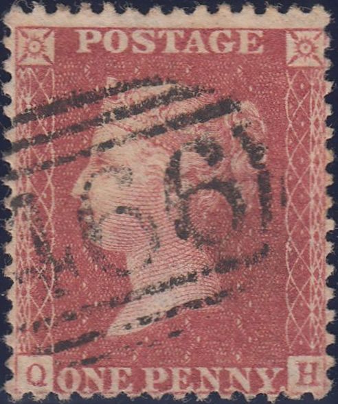 102474 - 1856/1857 DIE 2 PL.47 USED MATCHED PAIR LETTERED QH BROWN-ROSE ON BLUED PAPER (SG32) AND WHITE PAPER (SG40).