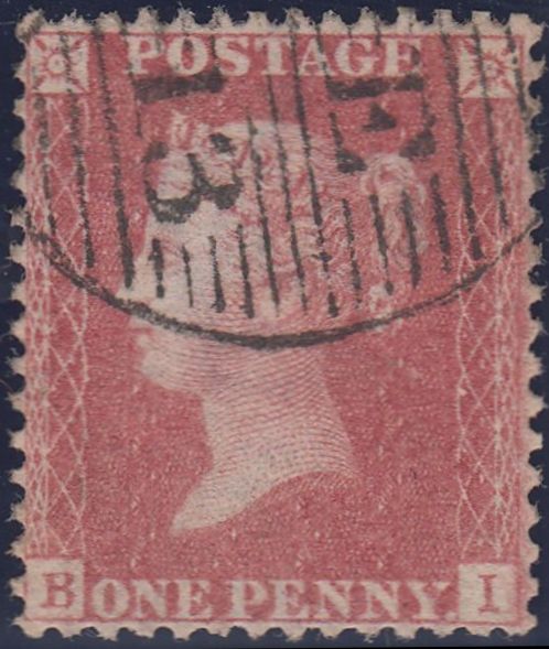 102486 - 1856/1857 DIE 2 PL.47 USED MATCHED PAIR LETTERED BI ON BLUED PAPER WITH MISSING PERF HOLES (SG29) AND WHITE PAPER (SG40).