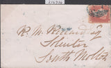 102492 - 1857 DIE 2 RED-BROWN ON WHITE PAPER PL.40 (SG37/SPEC C8A)/'970' BLUE NUMERAL OF LYNMOUTH (DEVON).