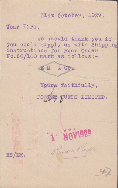 102511 - 1929 ADVERT/METER MARK.