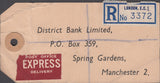 102550 - 1949 BANKER'S PARCEL TAG/KGVI 2/6 YELLOW-GREEN/U.P.U.