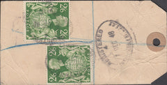 102553 - 1948 BANKER'S PARCEL TAG/KGVI 2/6 YELLOW-GREEN (SG476b).