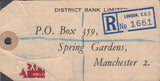 102553 - 1948 BANKER'S PARCEL TAG/KGVI 2/6 YELLOW-GREEN (SG476b).