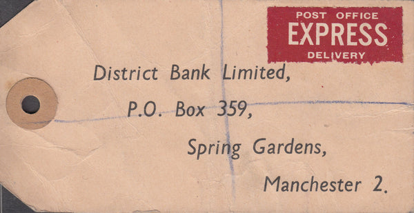 102555 - 1949 BANKER'S PARCEL TAG/2/6 YELLOW-GREEN (SG476b).